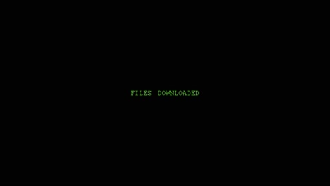 animación 4k: animación simple de descarga de archivos pirateados con letras que cambian rápidamente y una barra de progreso en color verde