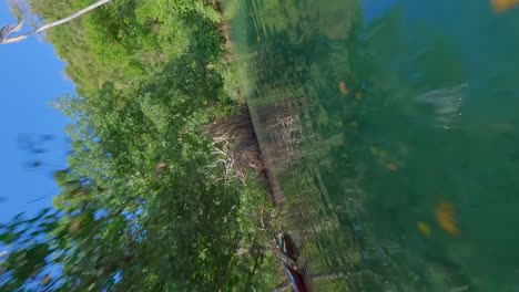fpv shot of cano frio river in las galeras, samana, dominican republic