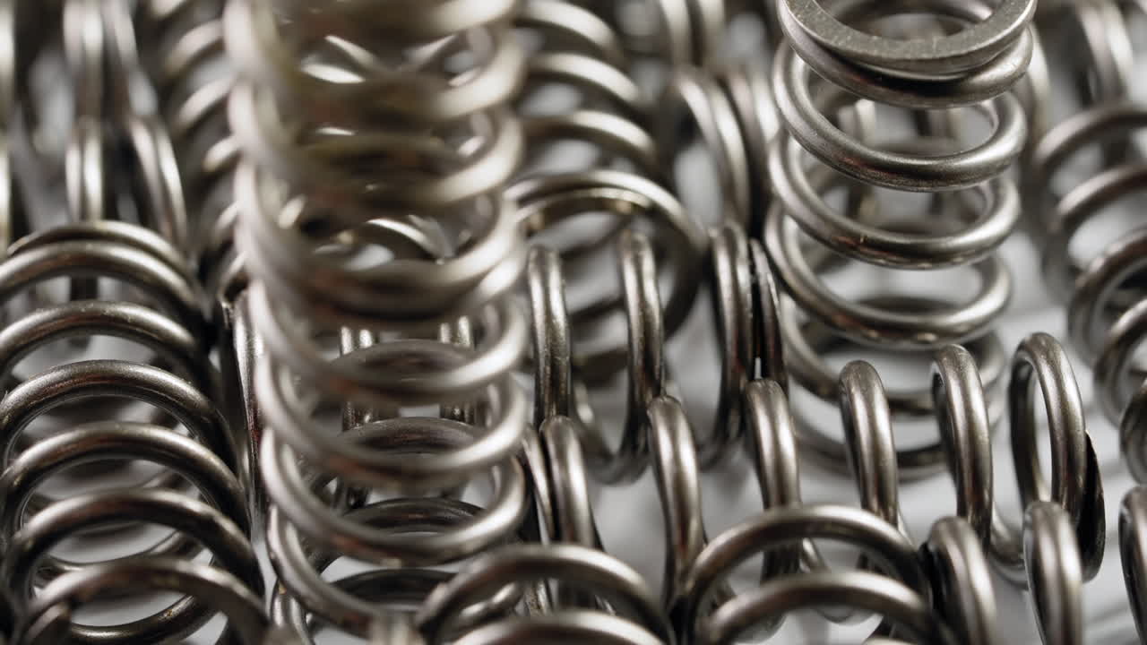 resortes metálicos en una mesa giratoria - detalle macro