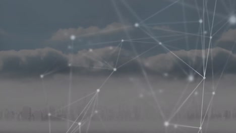 animation of network of connections over cityscape