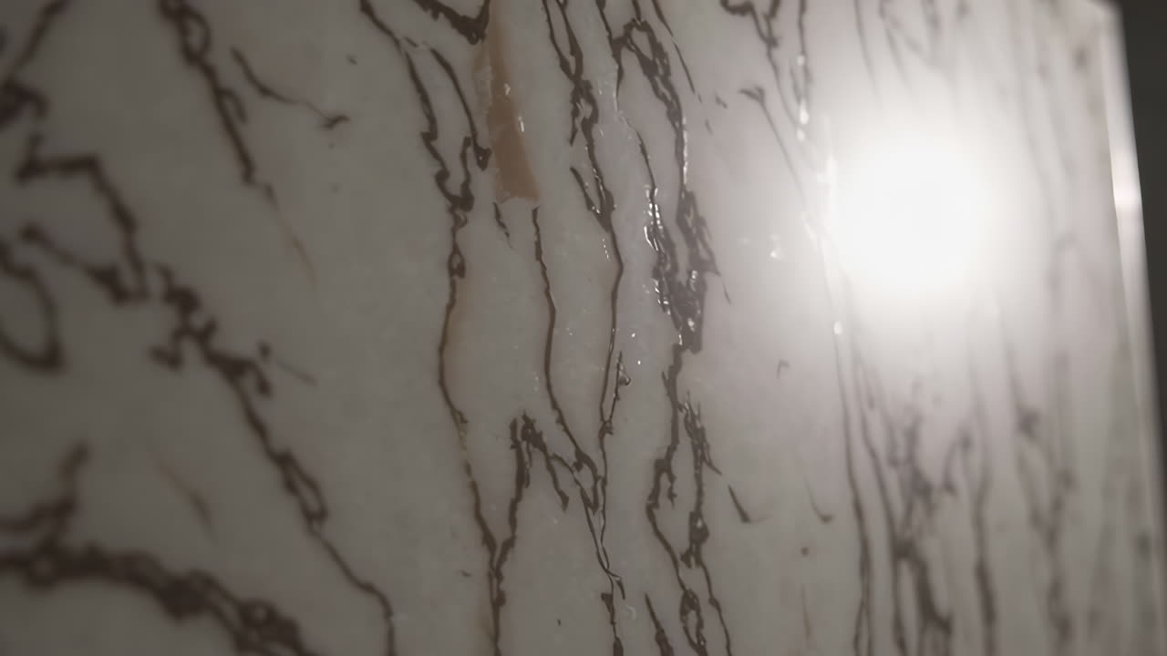 Close-up view of white marble with brown veins