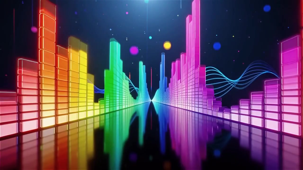 Futuristic Rainbow Neon Music Equalizer Visualizer Background