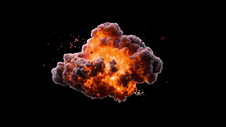 Fiery explosion animated overlay, transparent 4K video, alpha channel, ProRes 4444