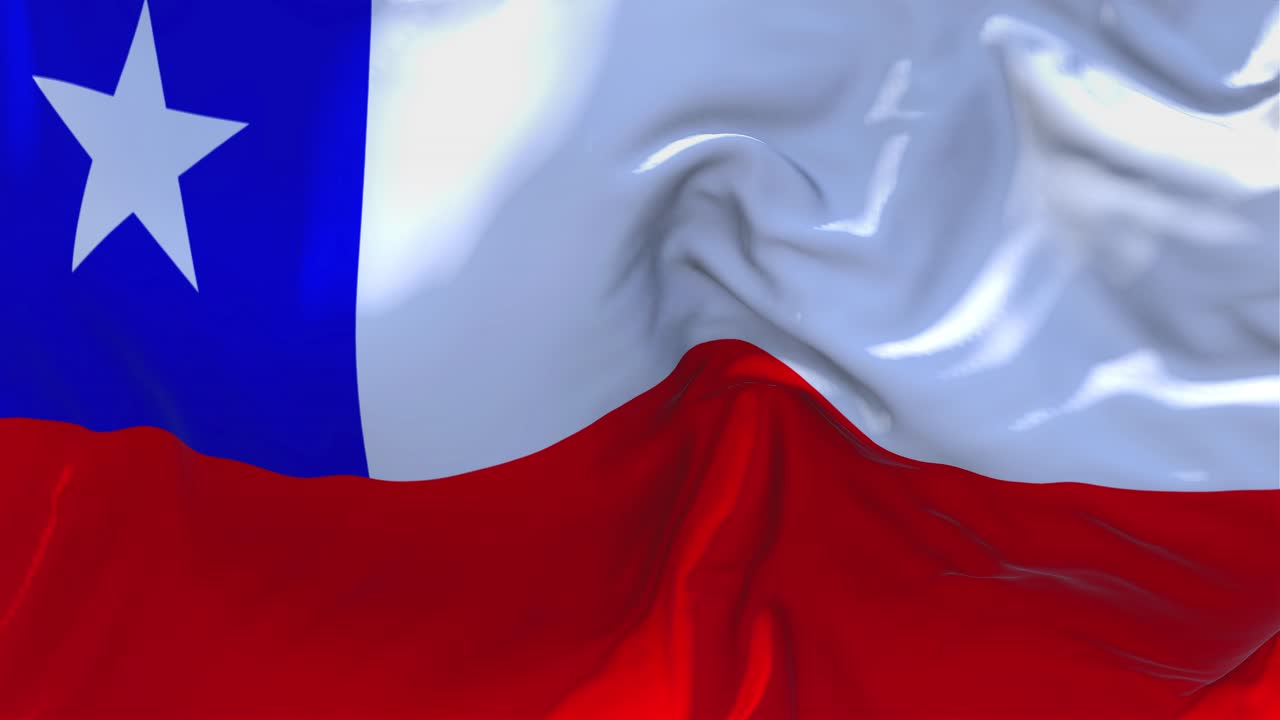 14. Chile Flag Waving in Wind Slow Motion Animation . 4K Realistic Fabric Texture Flag Smooth Blowing on a windy day Continuous Seamless Loop Background.