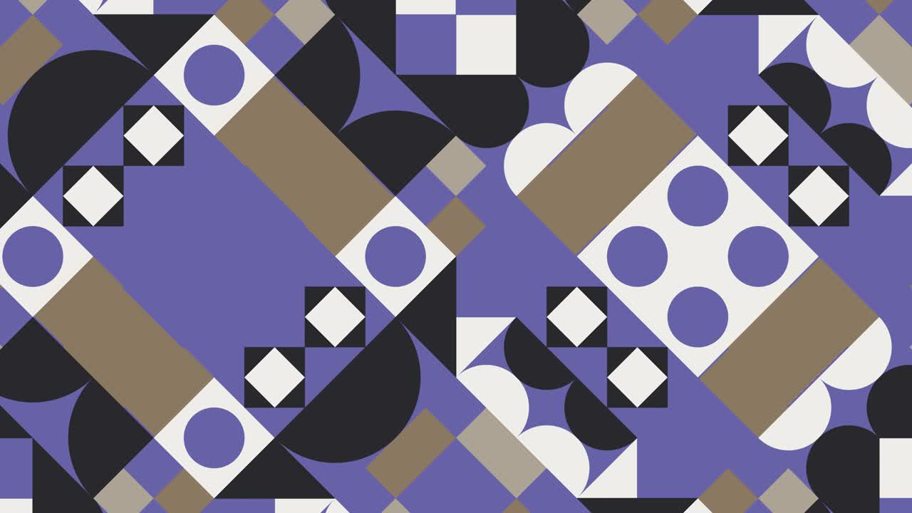 azulejos geométricos en un patrón animado abstracto. fondo gráfico en movimiento en un diseño plano. mosaico geométrico abstracto con elementos muy peri violeta
