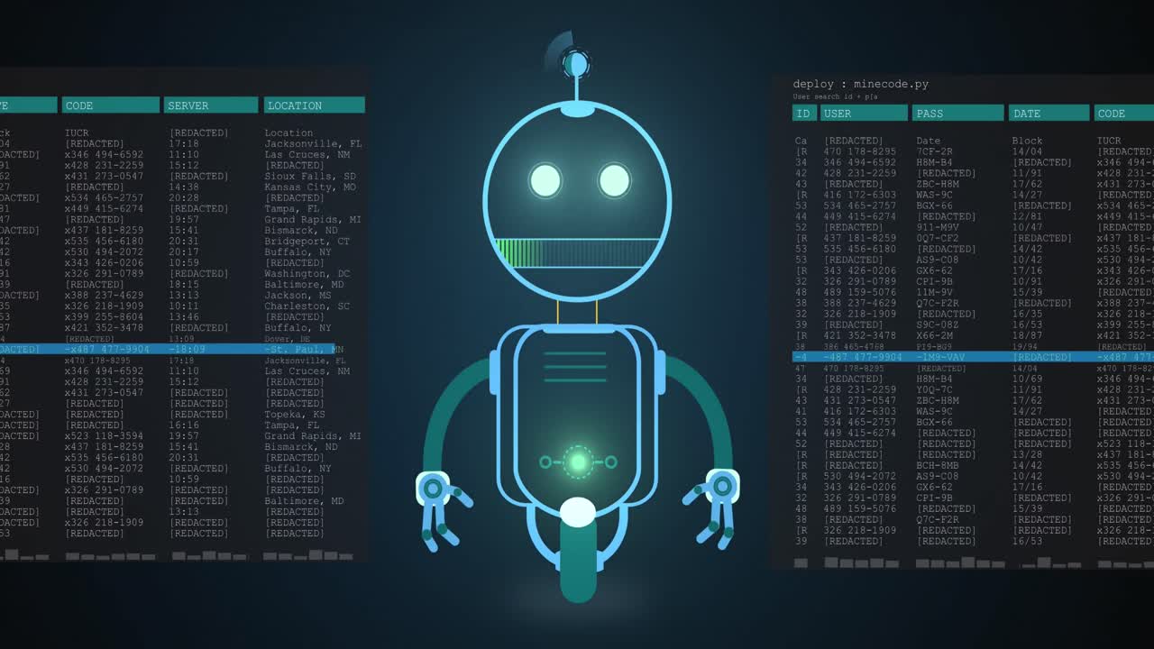 Animation of ai chatbot icon and data processing