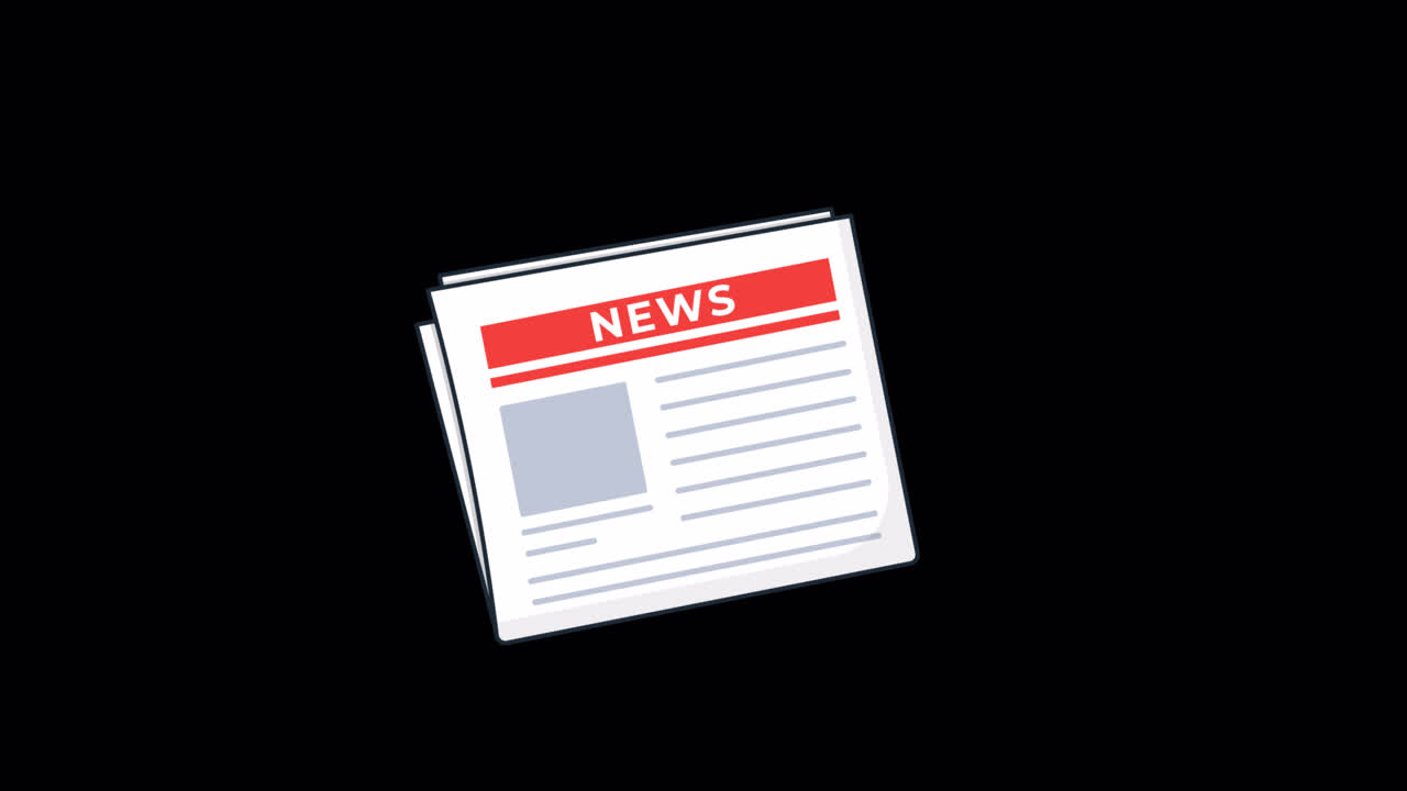 Animated Newspaper with News Headline on Black Background