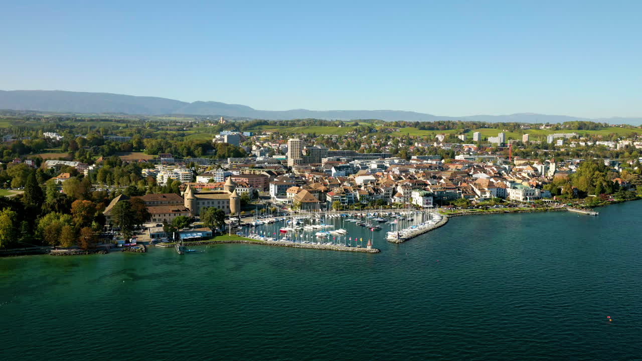 Città di Morges sul Lago di Ginevra vicino a Losanna nel Cantone di Vaud, Svizzera