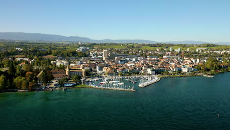 town of morges on lake geneva near lausanne in the canton of vaud, switzerland