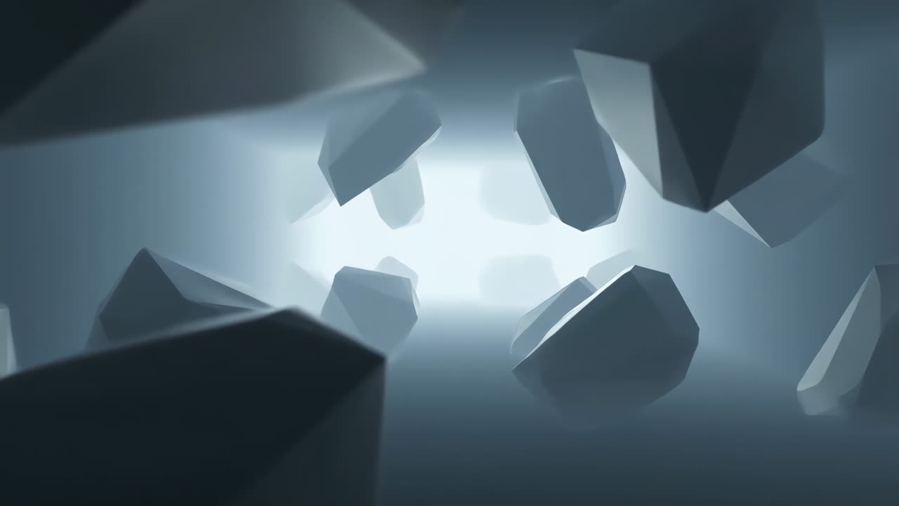 Abstract Geometric Shapes Floating in Misty Light