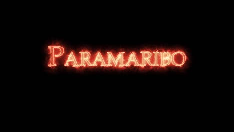 paramaribo written with fire. loop