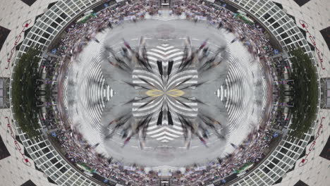 timelapse of tokyo city scene and skyline made into abstract fisheye tiny planet