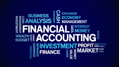 4k financial accounting animated tag word cloud,text animation seamless loop.