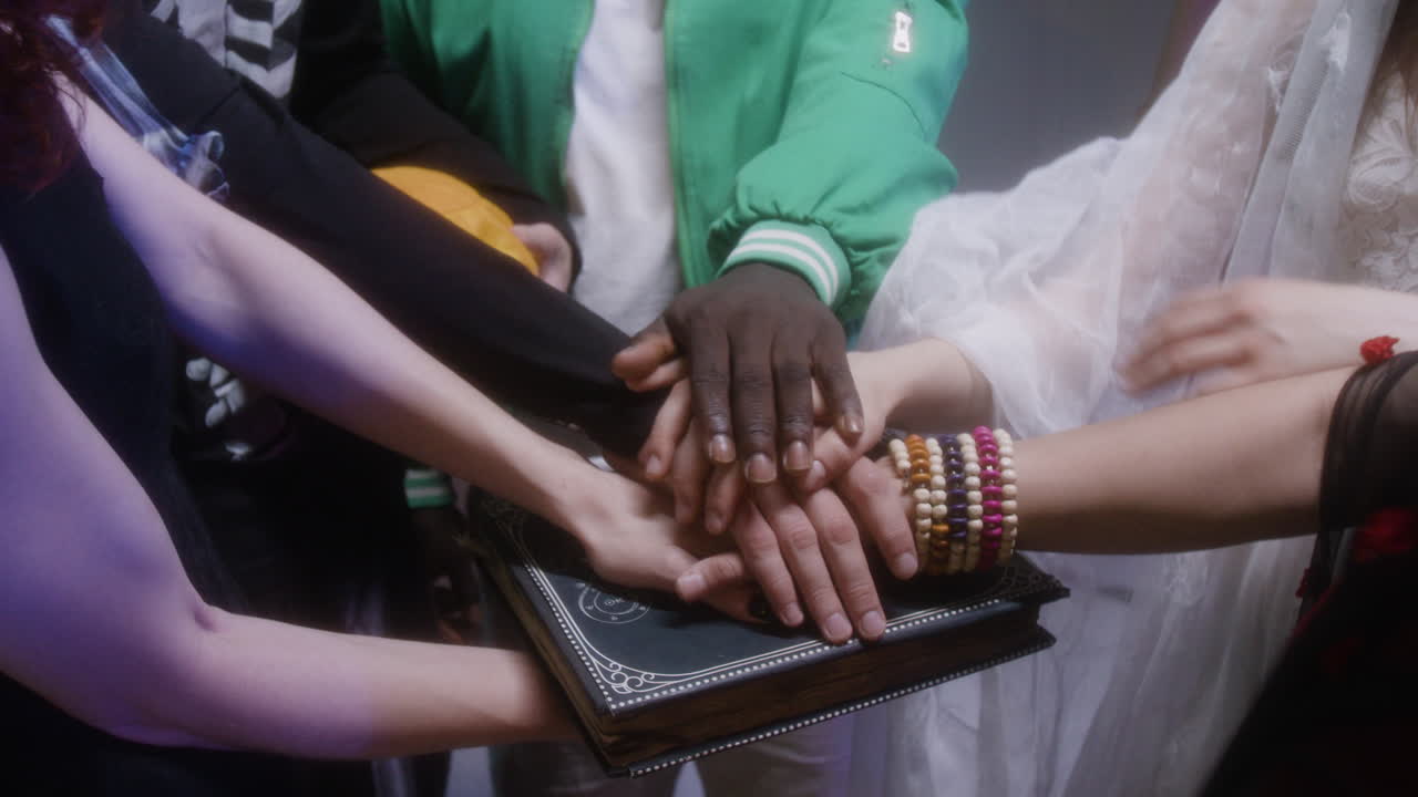 Halloween Ritual with Book and Pumpkin