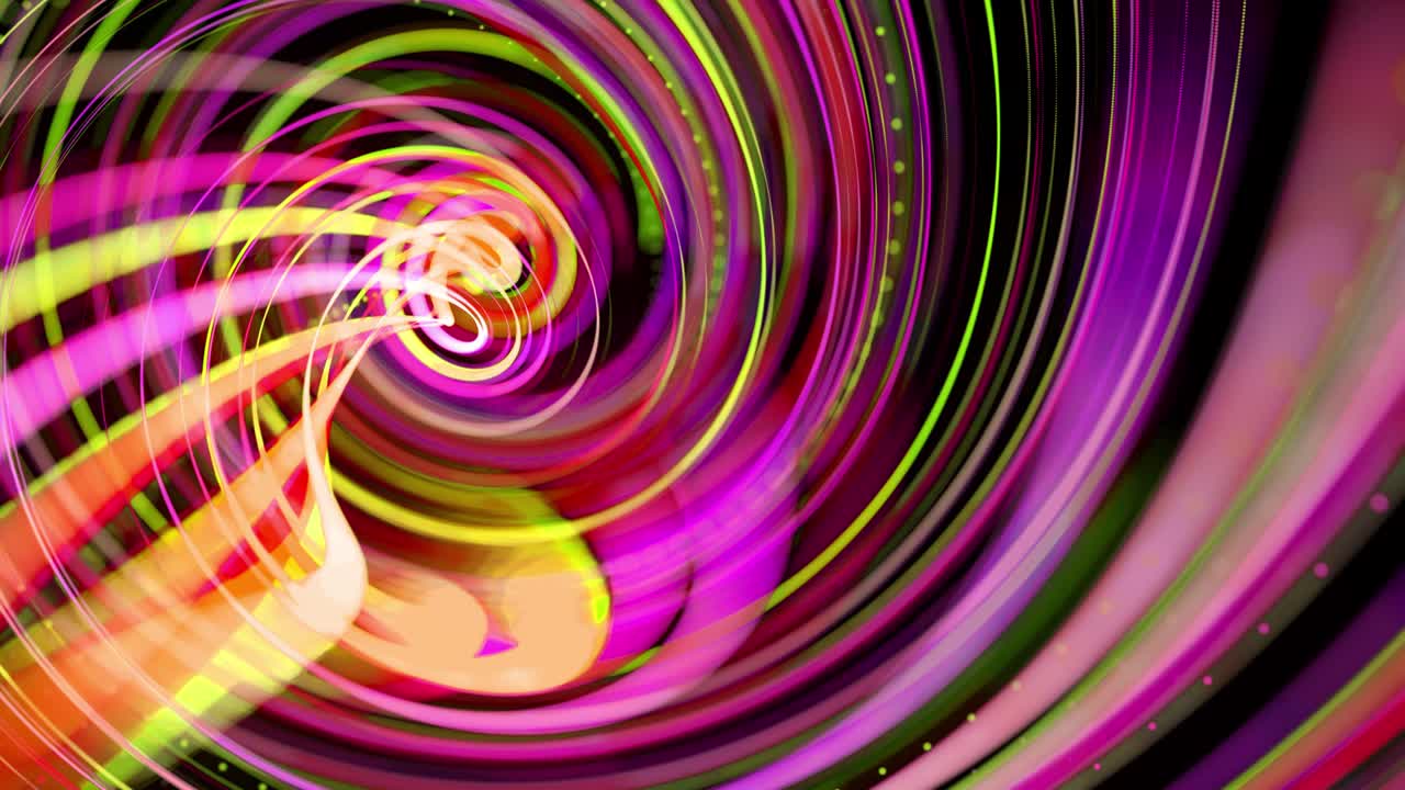 flujo de luz bg en 4k. fondo en bucle abstracto con rastros de luz, flujo de líneas de neón verde rojo amarillo en el espacio se mueven para formar formas en espiral. diseño de movimiento moderno de moda efecto de luz de fondo