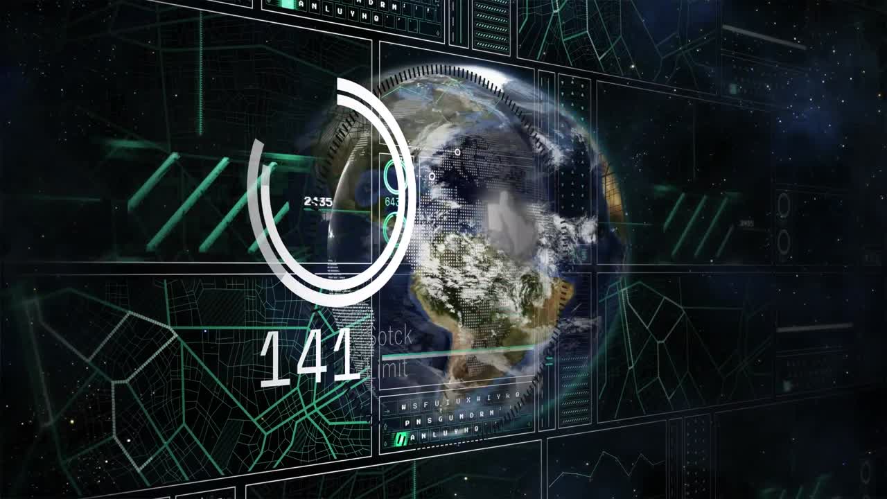 animación del procesamiento de datos con conexiones en todo el mundo