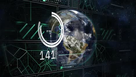 animación del procesamiento de datos con conexiones en todo el mundo
