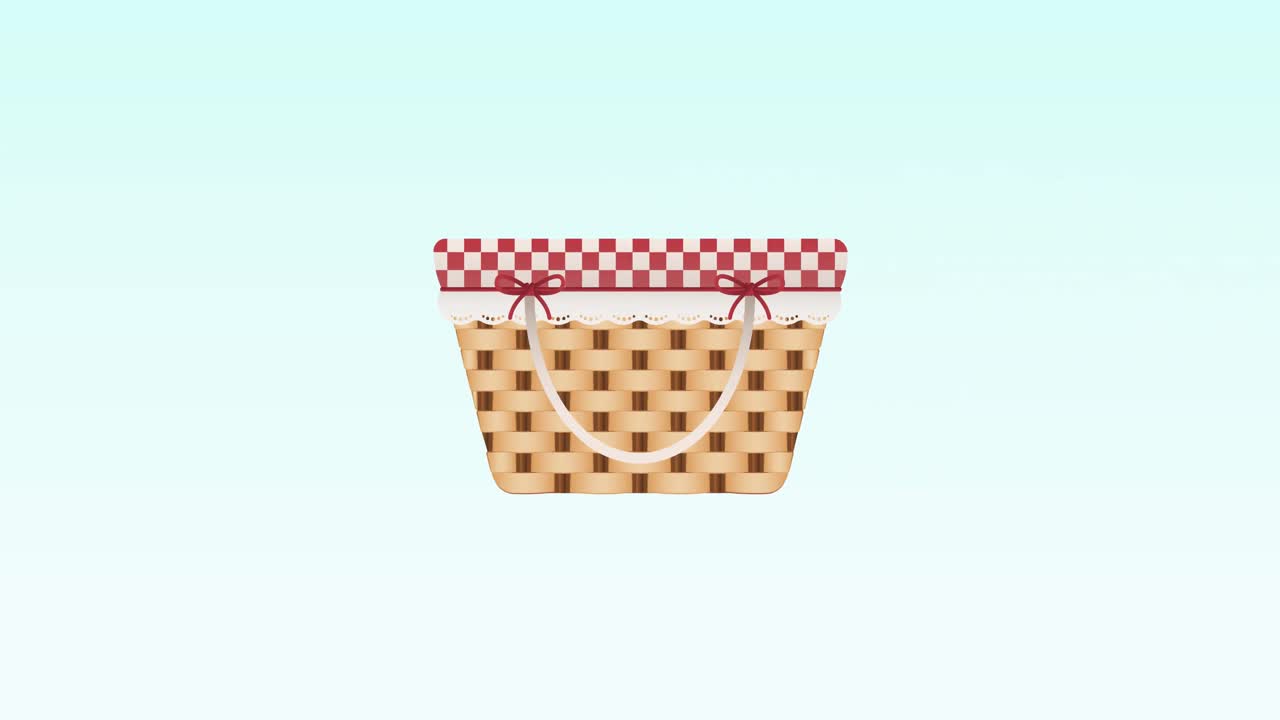 animación del icono de la canasta de picnic sobre un fondo azul