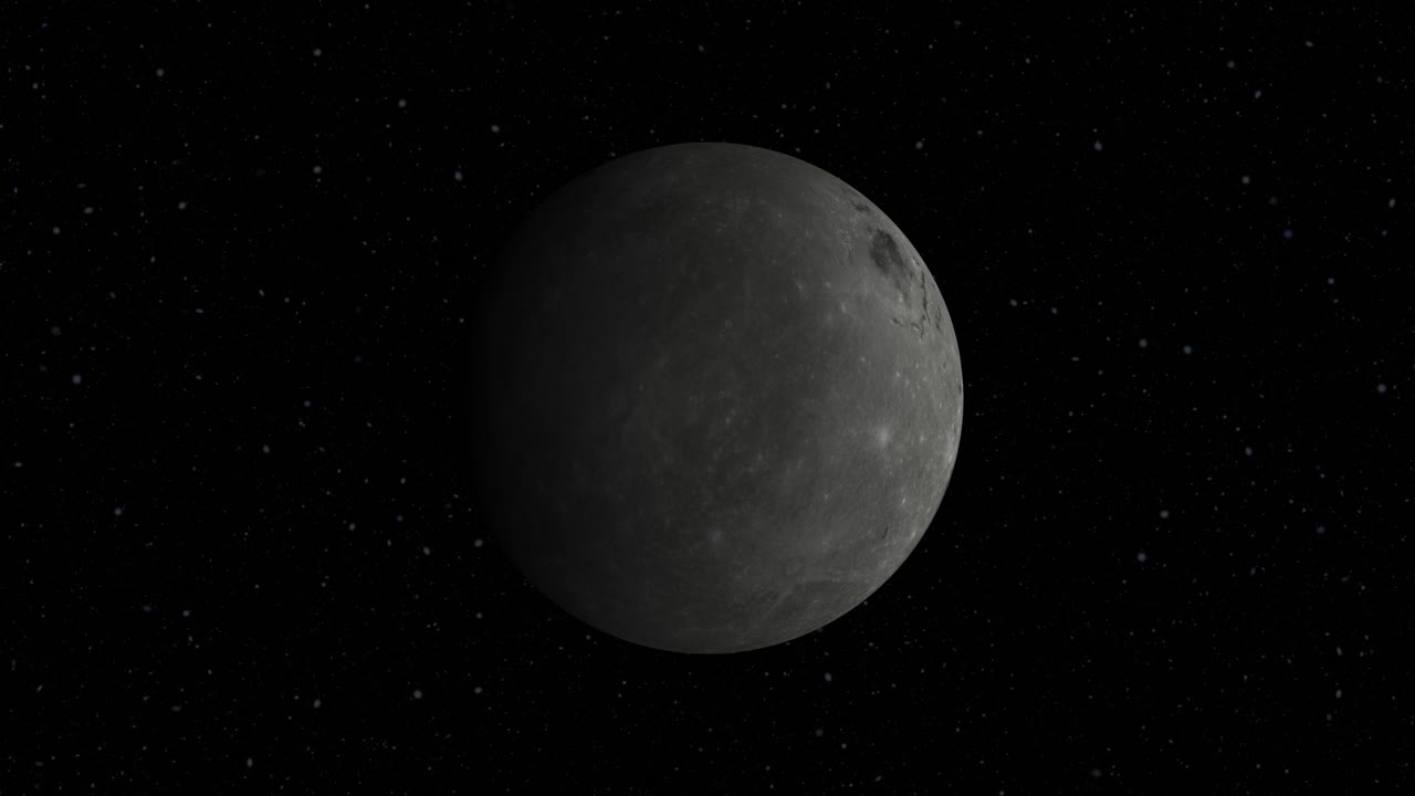 The moon in space rotating realistic 3d animation