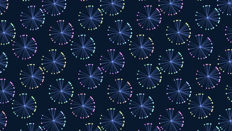 Circular starry spectacle mesmerizing blue and purple pattern on dark background