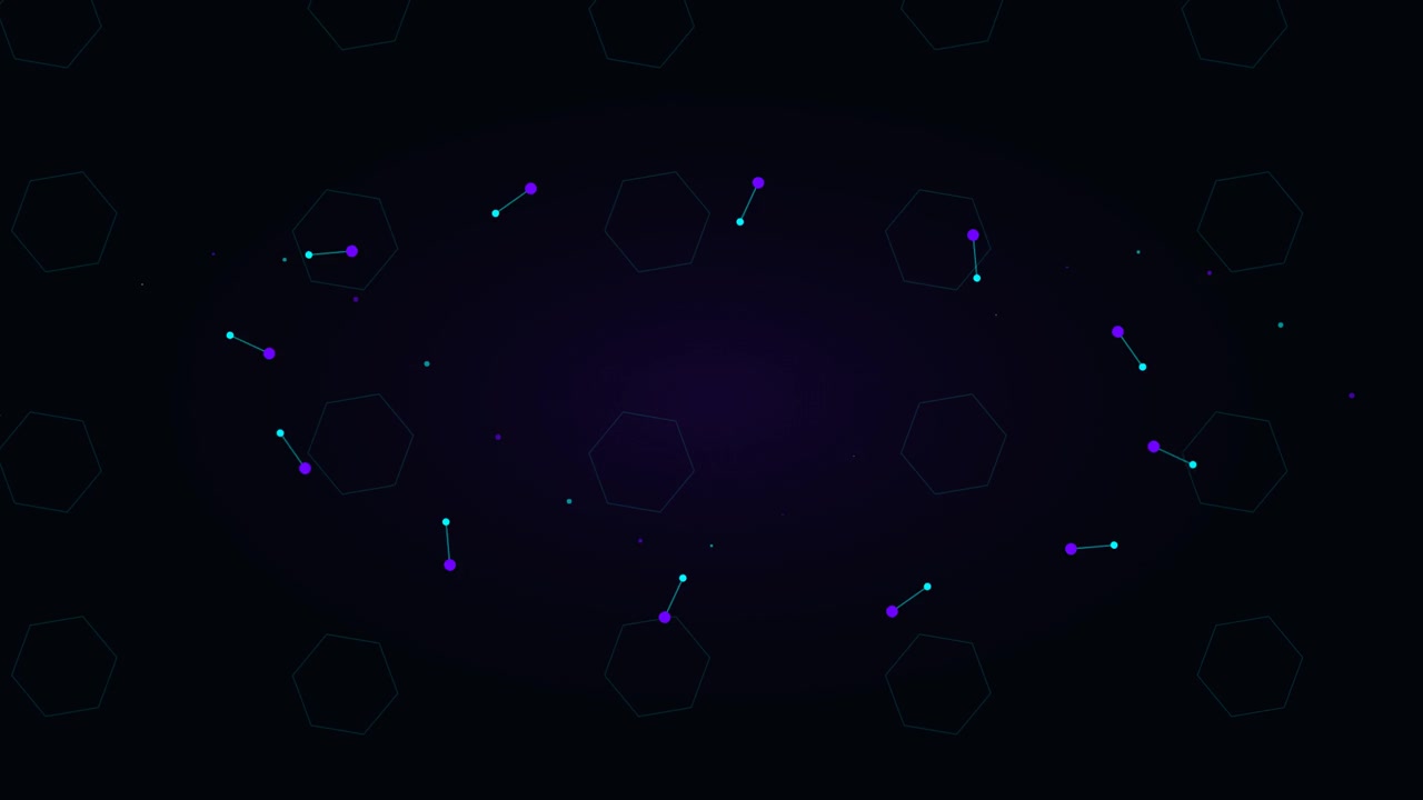 Abstract Motion Graphics with Floating Connected Dots and Hexagons