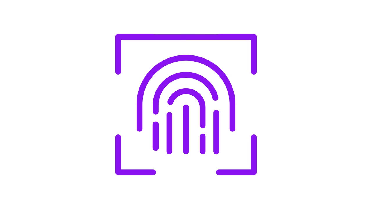 Animated Biometric Fingerprint Scan Icon for Security