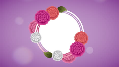 marco circular con un hermoso jardín de rosas