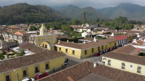 cinematic establishing shot of santa catalina arch in antigua, guatemala