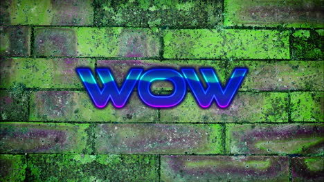 animación del texto wow en fondo verde