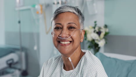 Hospital,-patient-and-face-of-woman-in-bed