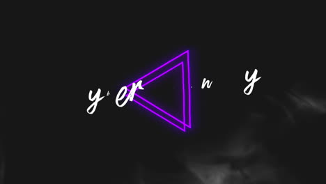 cyber monday text with neon triangles and smoke on black gradient