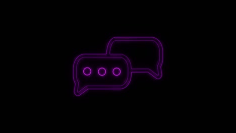icono de chat de burbuja de habla de línea de neón brillante aislado en fondo negro. icono de mensaje. símbolo de chat de comunicación o comentario. 4k