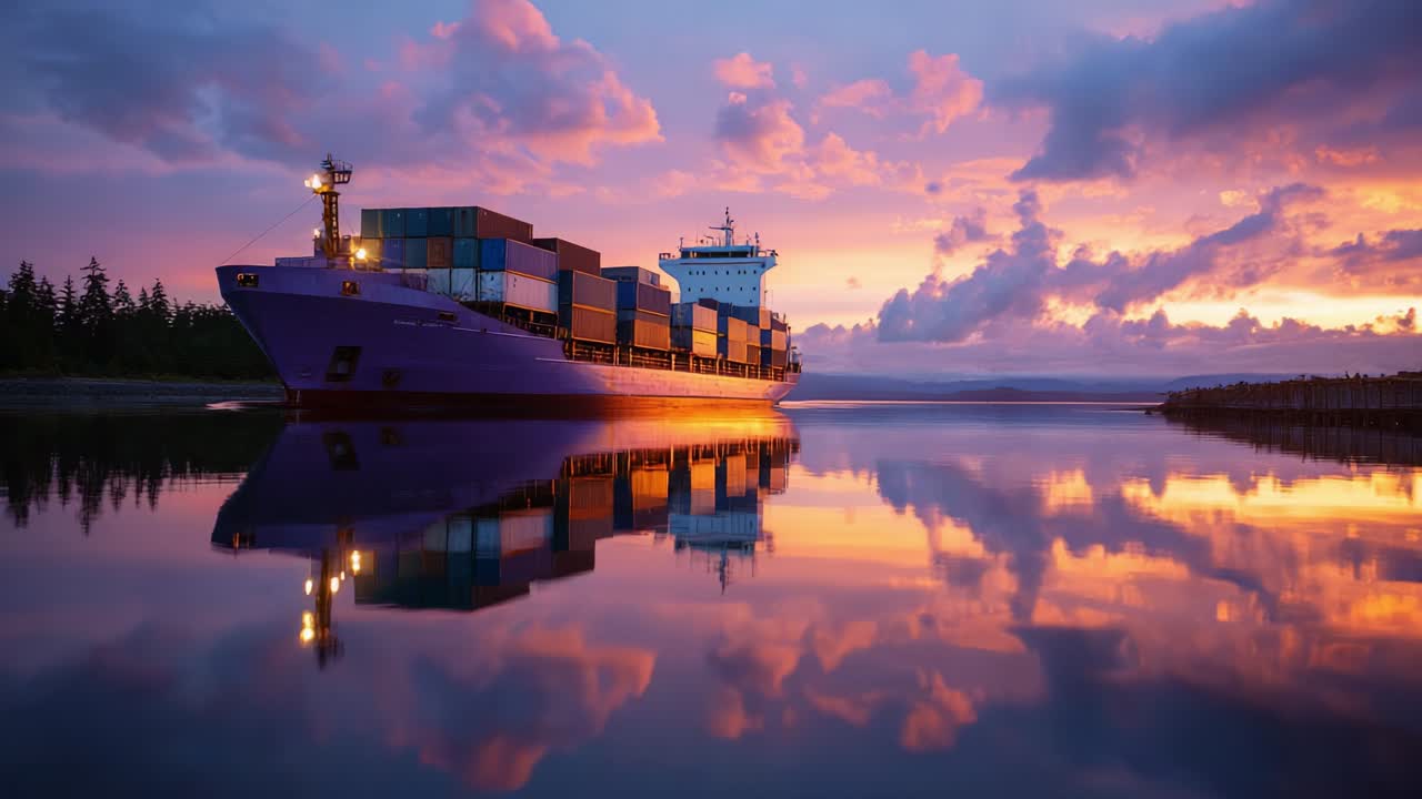 해가 지면 화물선