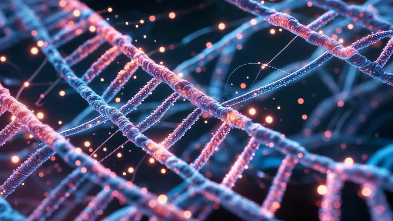 Abstract Glowing DNA Helix Strands