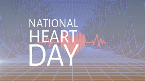 animación del texto del día nacional del corazón a través del túnel digital