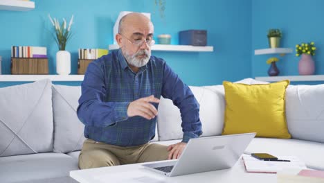 Retired-businessman-talks-about-work-from-home-and-is-happy.