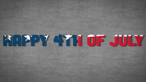 animation of happy 4th of july text on grey background