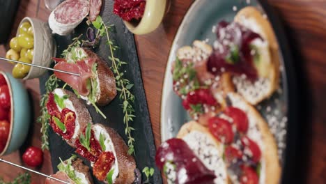 bruschetta with various toppings