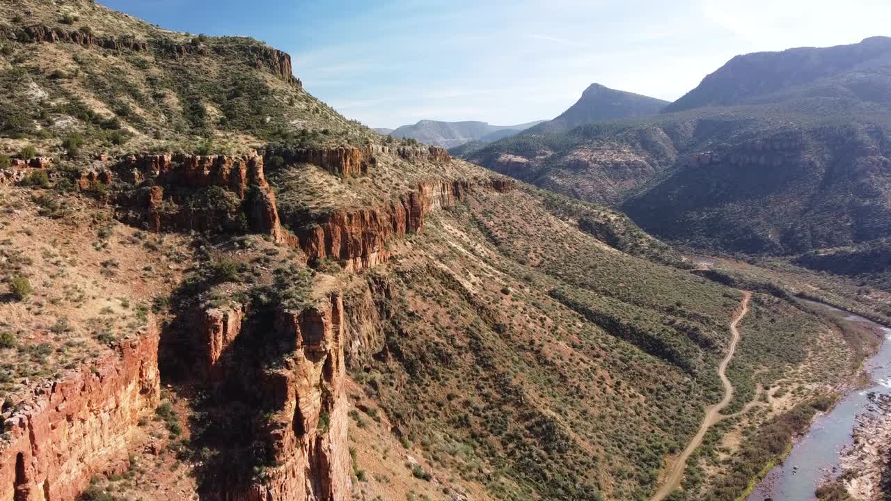 Aerial Drone  view of a cliffside in the Salt River canyon in Arizona