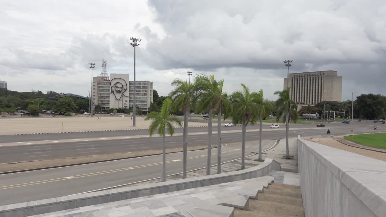 Revolution Square (Plaza de la Revolucion) with Ministry of Communications of Cuba (MINCOM) building, cars driving