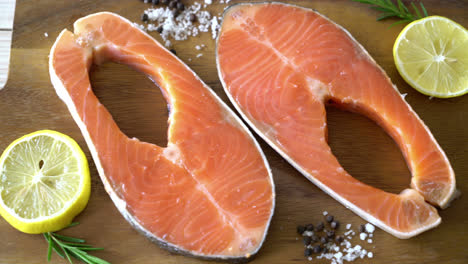 fresh raw salmon fillet steak