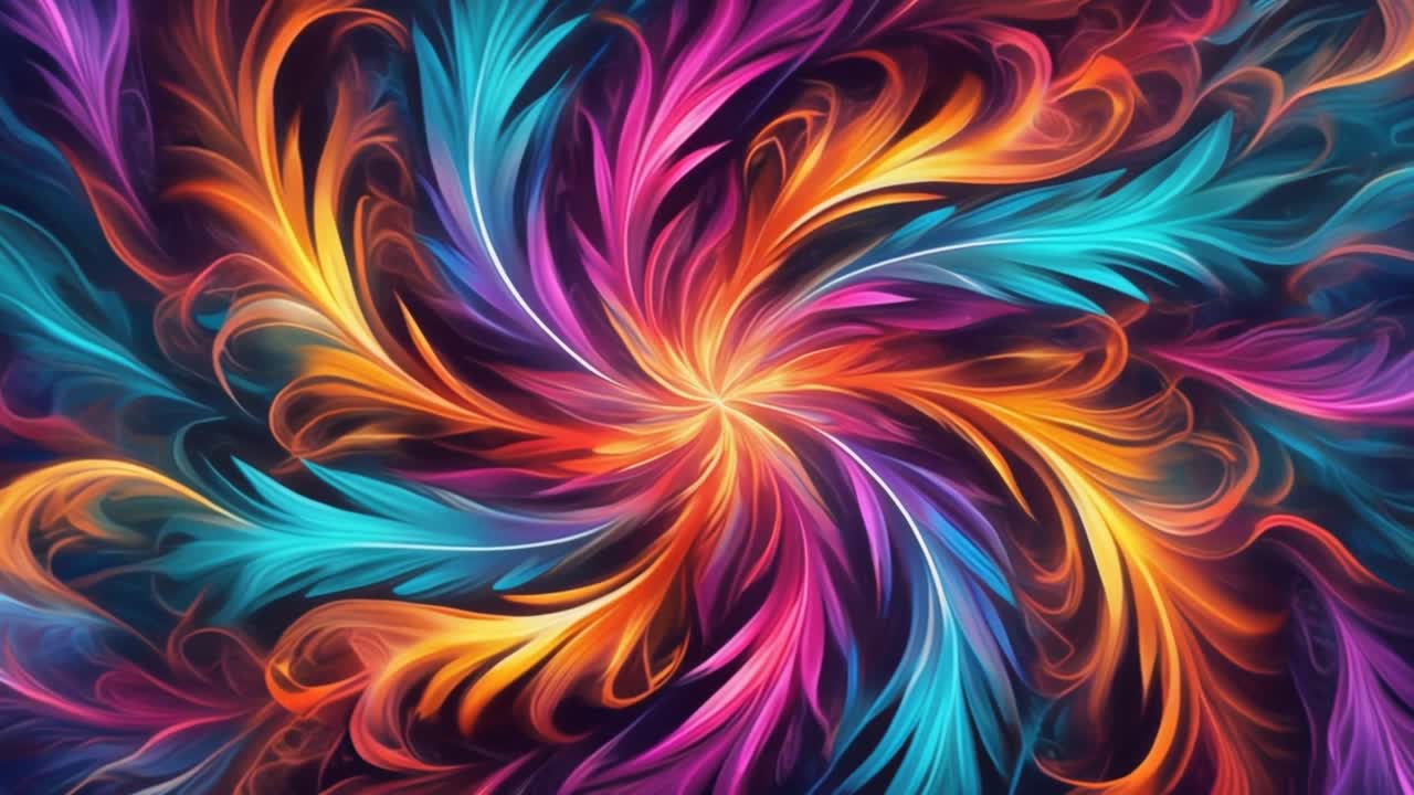 Motivo astratto dinamico vorticoso con colori neon vivaci