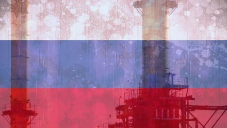 animation of flag of russian over oil rig