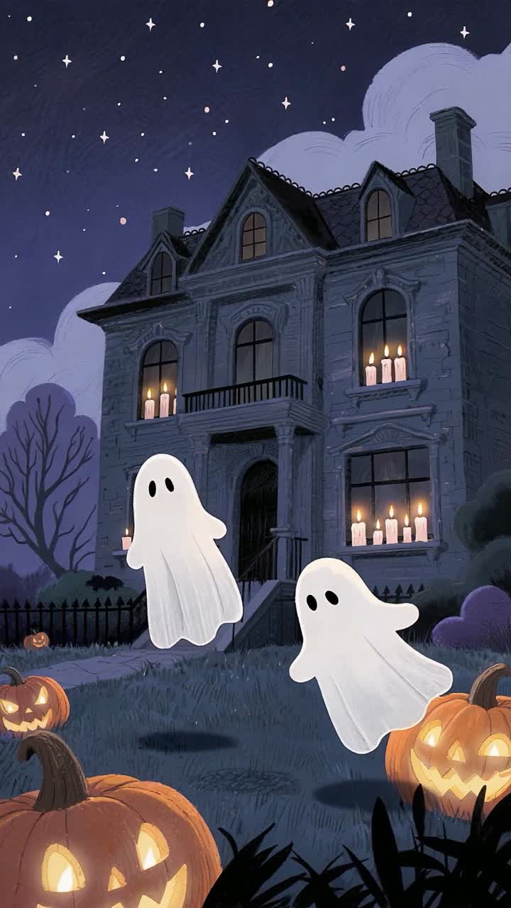 Spooky house with ghosts