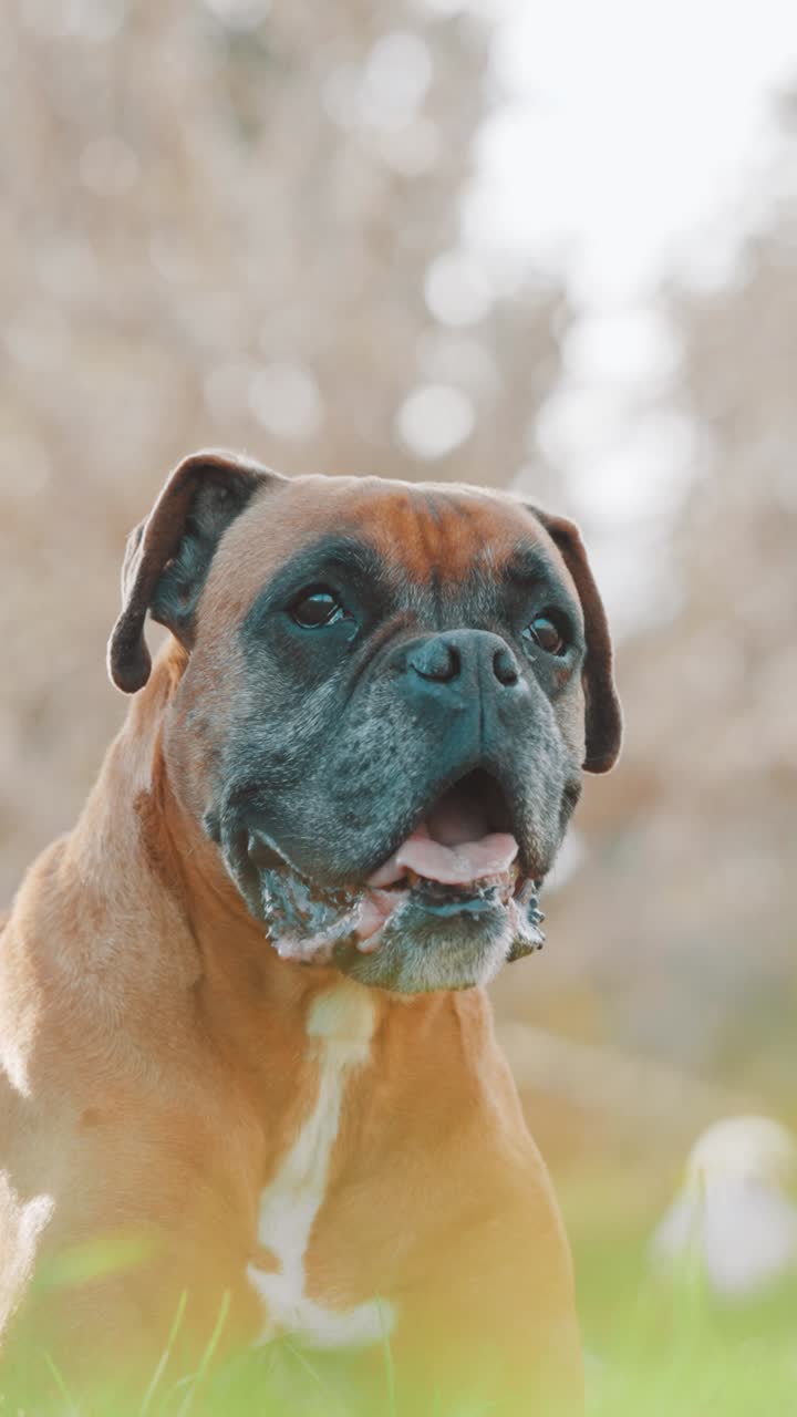 Boxer dog enjoying outdoor scenery