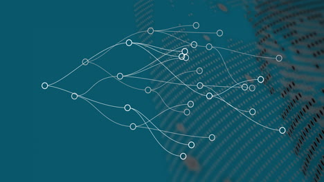 animation of connections over globe and data on green background