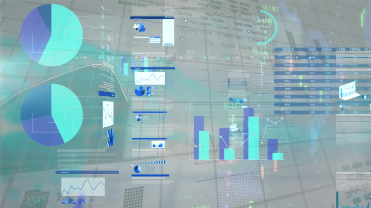animación del procesamiento de datos financieros sobre un fondo blanco