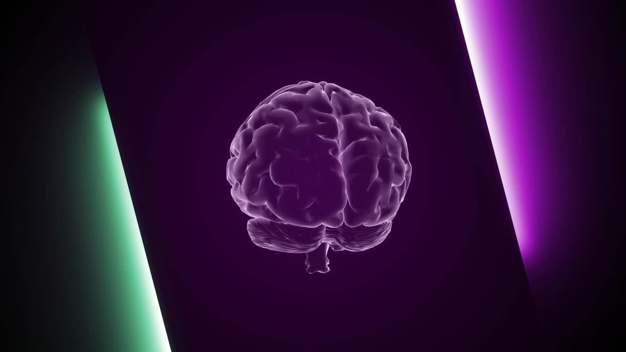 3d brain animation and neon effects, creative animation. Infinite loopable.