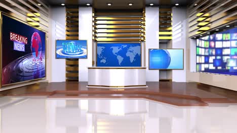 el bucle de noticias del estudio de televisión virtual 3d