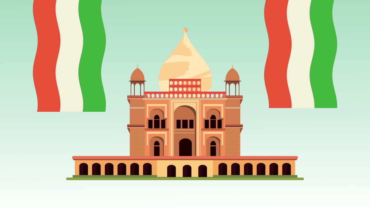 インド 祭り アニメーション モスクと旗